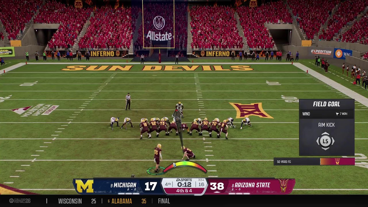 Arizona State CFB26 Dynasty rebuild #54 Vs Michigan Volverines