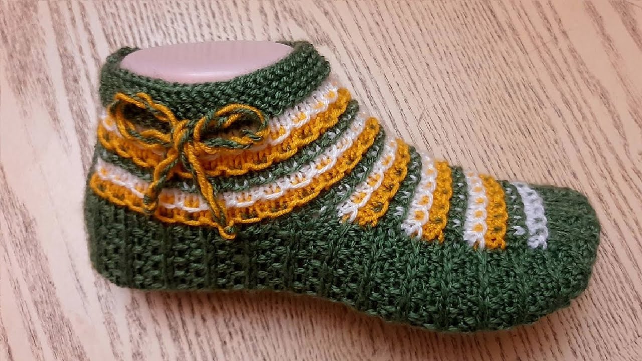 НОВИНКА 2021 : Тапочки-следки на двух спицах без швов  // patik modelleri