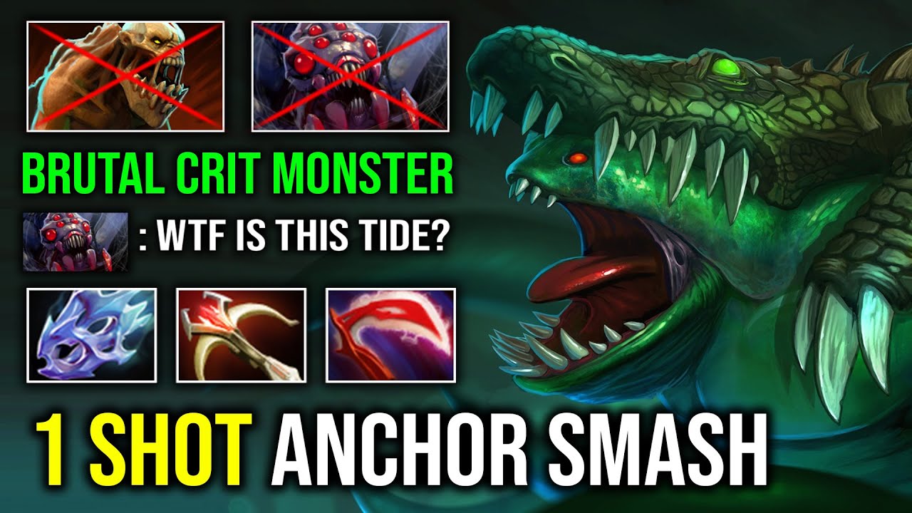 How to 1v5 Solo Mid Tidehunter 1 Shot Anchor Smash Max Attack Speed Heavy Crit Raid Boss Dota 2
