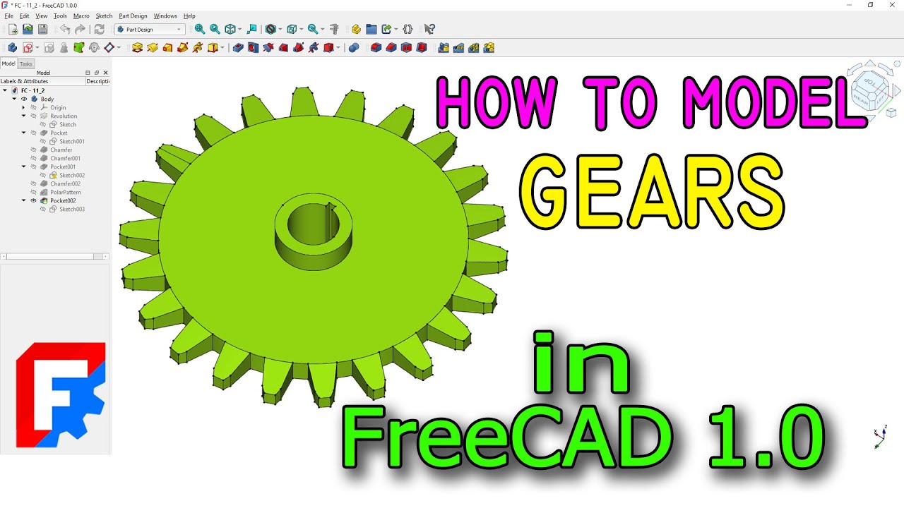 How to model gears in FreeCAD | 3D modeling with FreeCAD for 3D printing #freecad #freecadtutorial