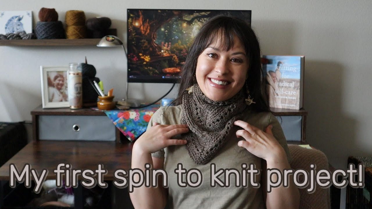 🧶✨️🎉From spinning to knitting the Scarf No. 1. My first knitted project from my handspun yarn!