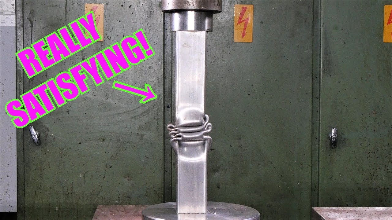 Crushing Long Steel Pipes with Hydraulic Press | REALLY SATISFYING!