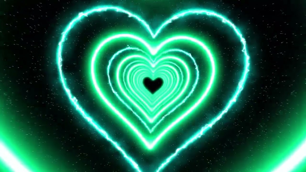 Green Heart Background 💚 10 HOUR | Neon Led Lights Heart Background Video Wallpaper Heart
