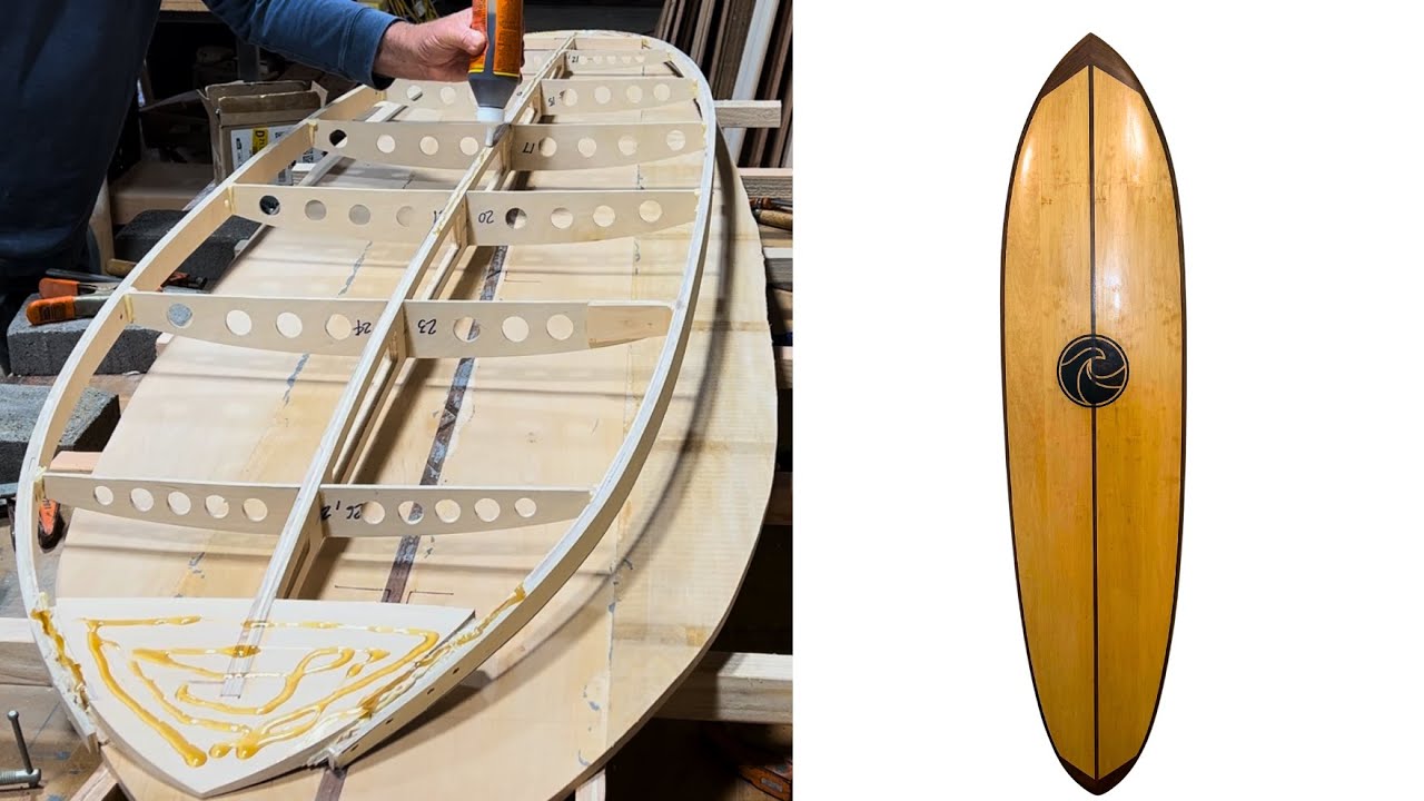 Making A Hollow Wooden Surfboard with Walnut and Bass