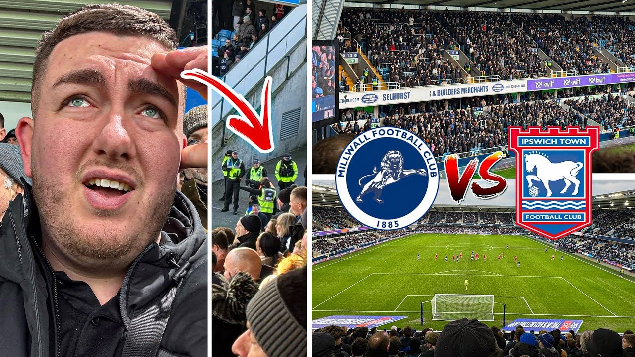 POLICE ESCORT & LATE OFFSIDE GOAL SENDS MILLWALL FANS CRAZY vs IPSWICH TOWN