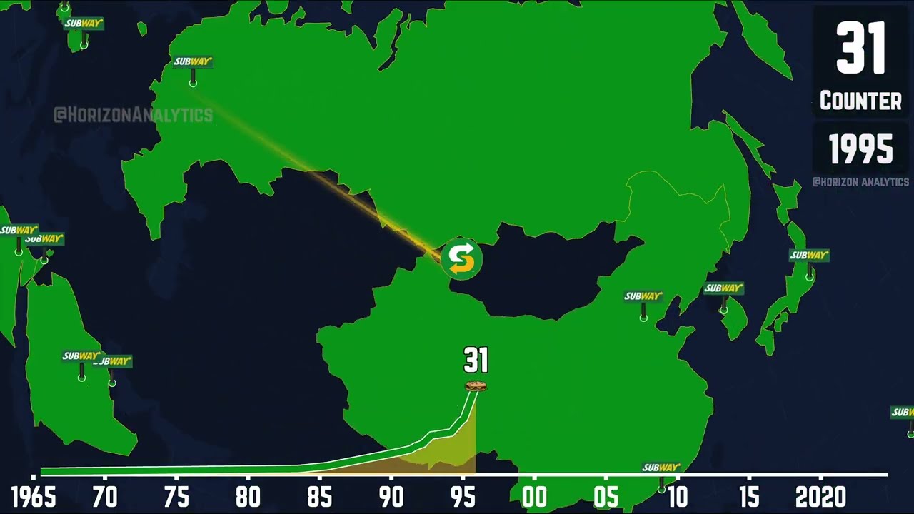 Subway Global Expansion, Mapped (1965&ndash;2025)
