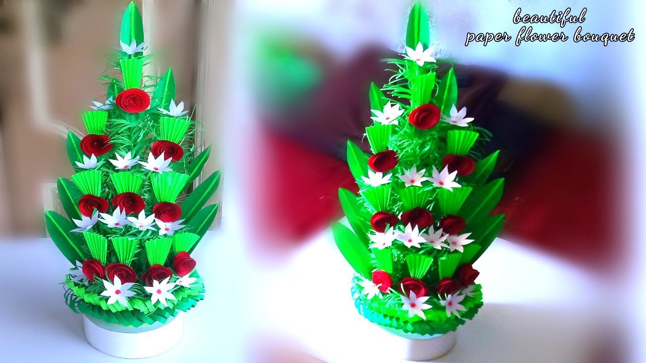 how to make flower bouquet with colour paper / floral design bouquet