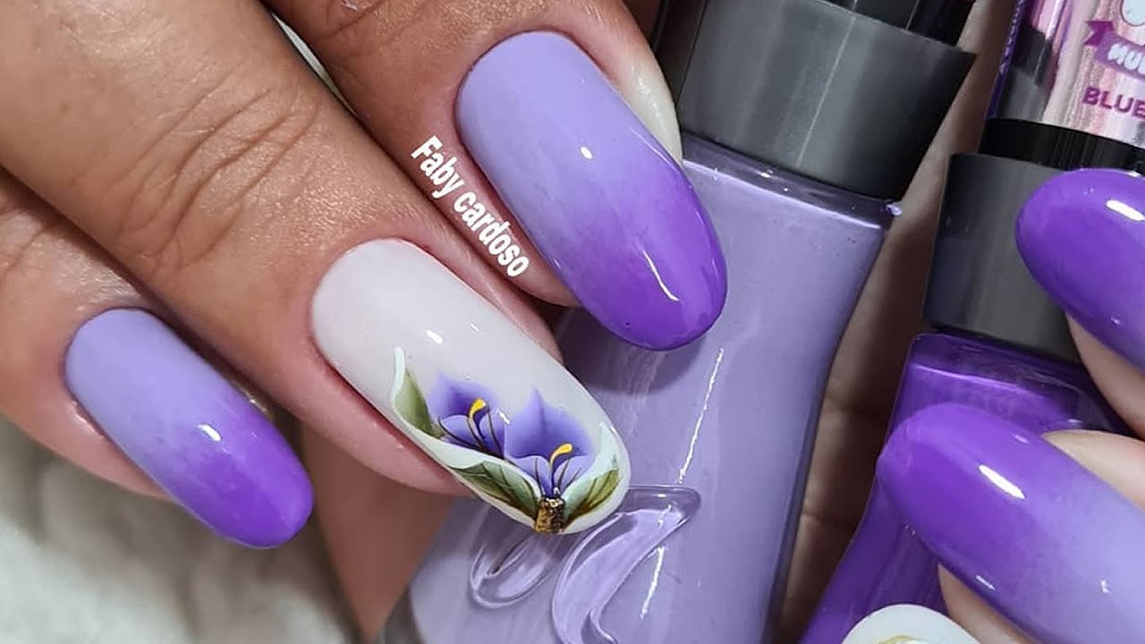 Unhas Longas Decoradas com Flor