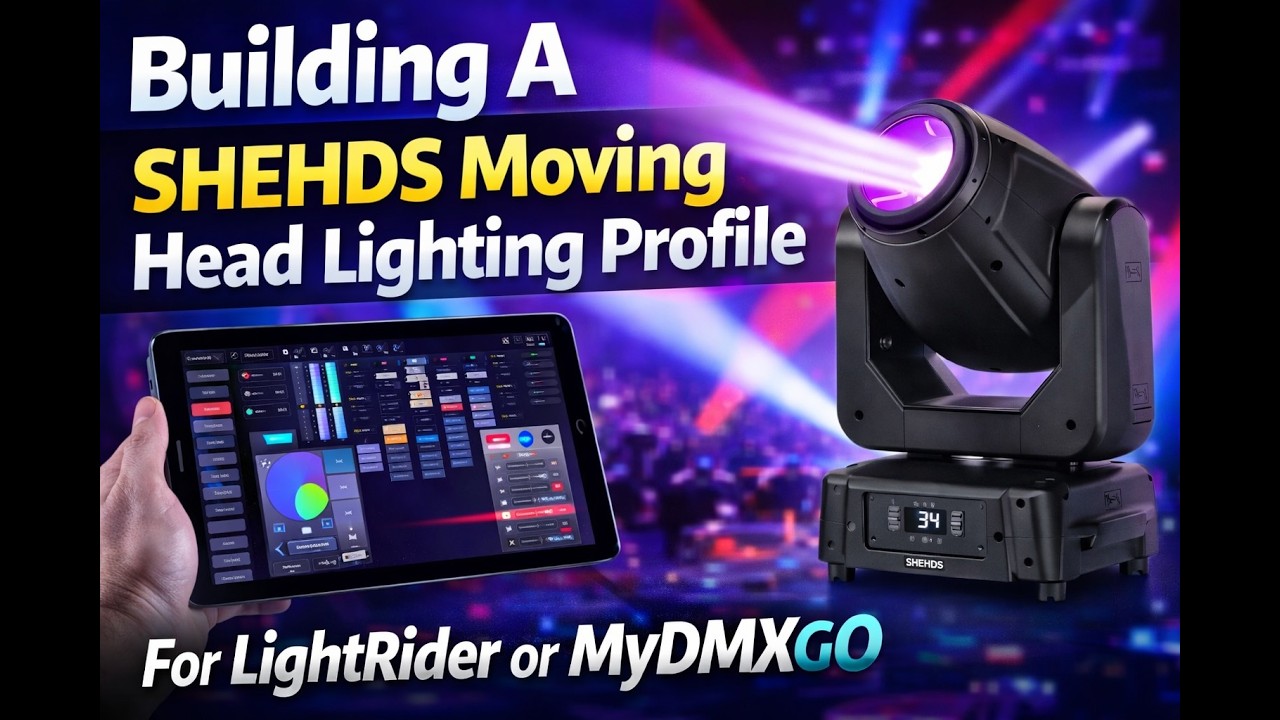 Создание профиля освещения для подвижной головы SHEHDS в LightRider или MyDMXGo