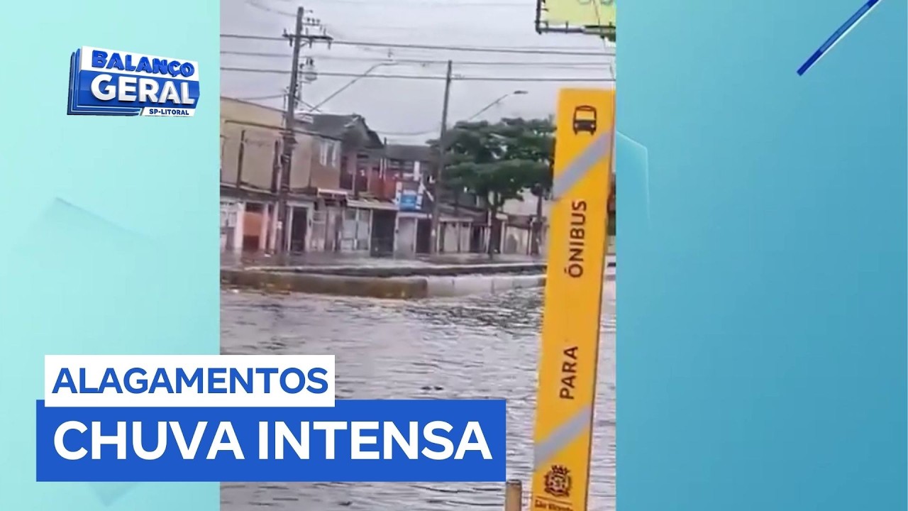 Chuva gera pontos críticos de alagamento em diversos bairros de São Vicente (SP)
