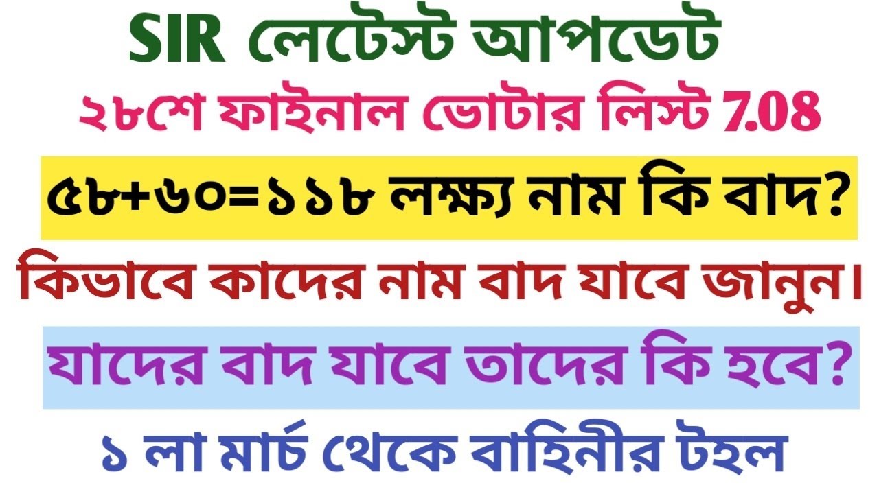 SIR লেটেস্ট আপডেট@২৭/০২/২০২৬