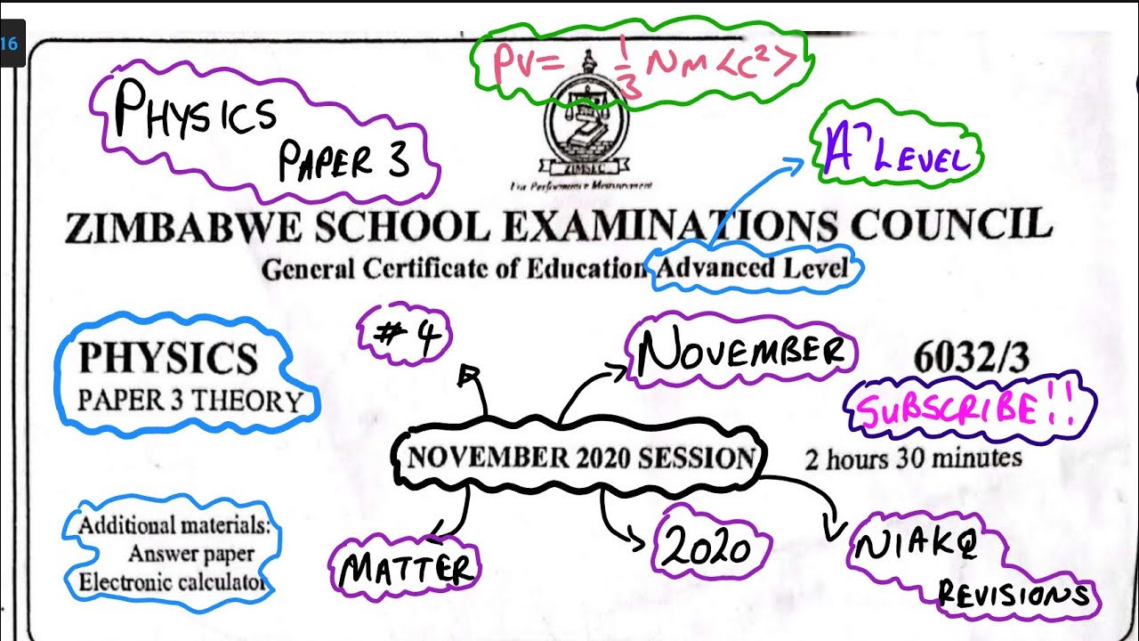 A LEVEL N2020 P3 PHYSICS ( MATTER) #4 PART 2 