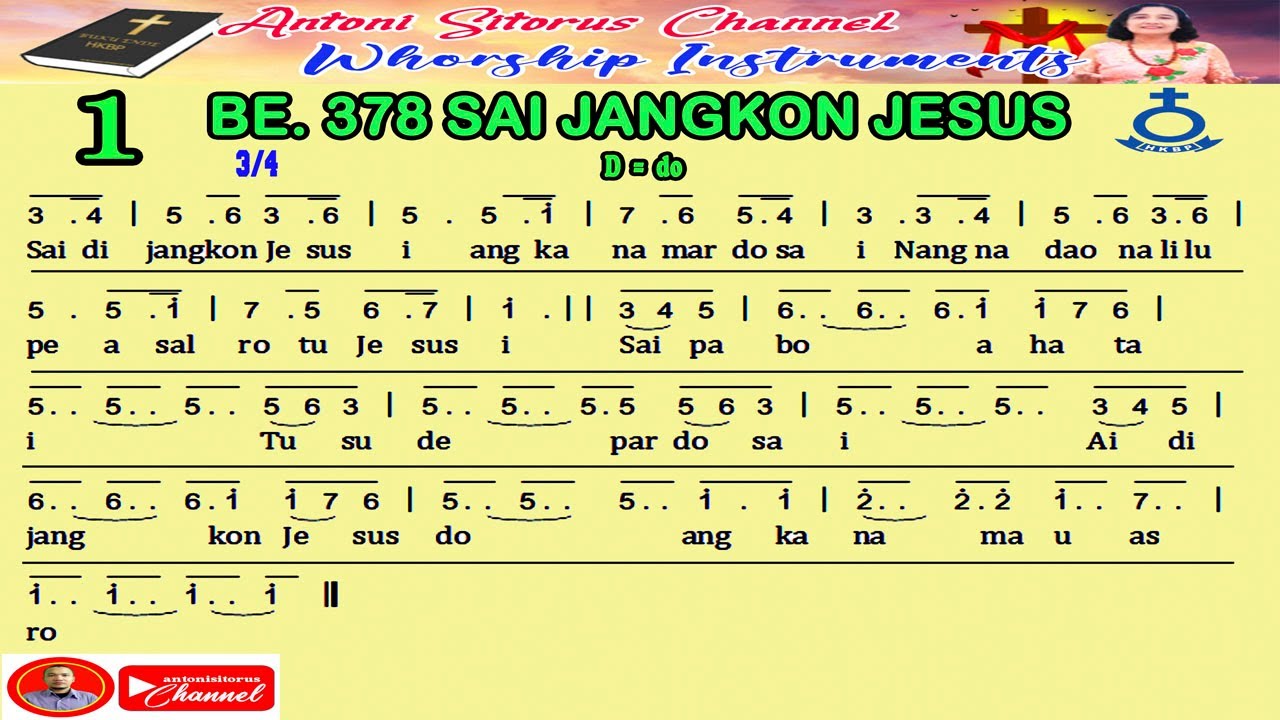 BUKU ENDE HKBP NO 378 | SAI JANGKON JESUS | NOT ANGKA | KARAOKE