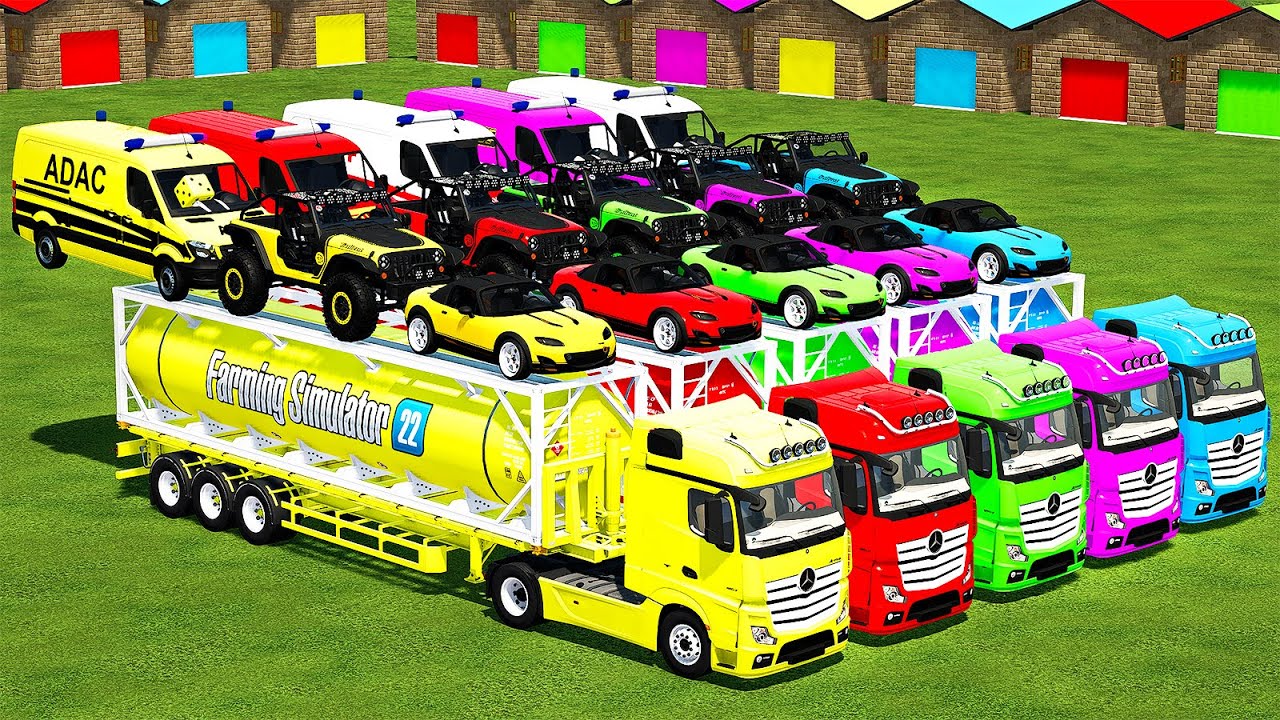 DELIVERING MAZDA, JEEP, SPRINTER & HARVEST PEAS, TRANSPORT SHEEPS WITH KUBOTA TRACTORS! FS 22