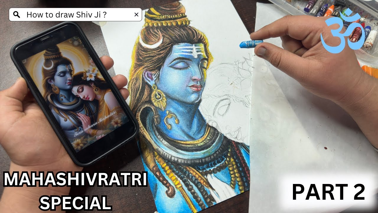 How to Draw Shiv Ji 🕉️ |SHIV JI & PARVATI JI | Mahashivratri Drawing | PART 2 |Oil Pastel Tutorial |