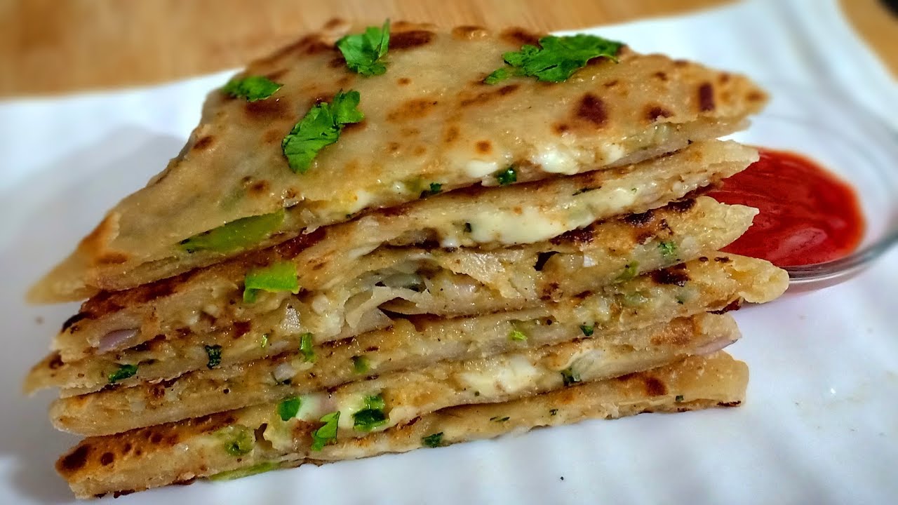 Cheesy Aloo Paratha Recipe - Kid's Favorite Cheesy Aloo Paratha - Lunch box special