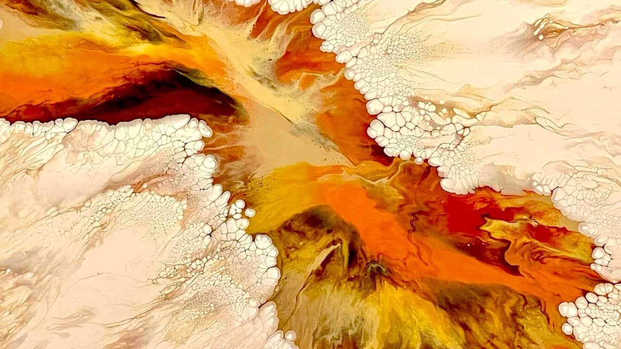 'Autumn Frost' Vibrant Fall Color Palette - Pearl Pour Blowout!  Fluid Art Tutorial
