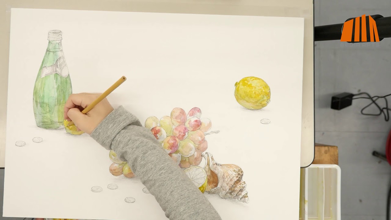 透明水彩による静物着彩の制作過程