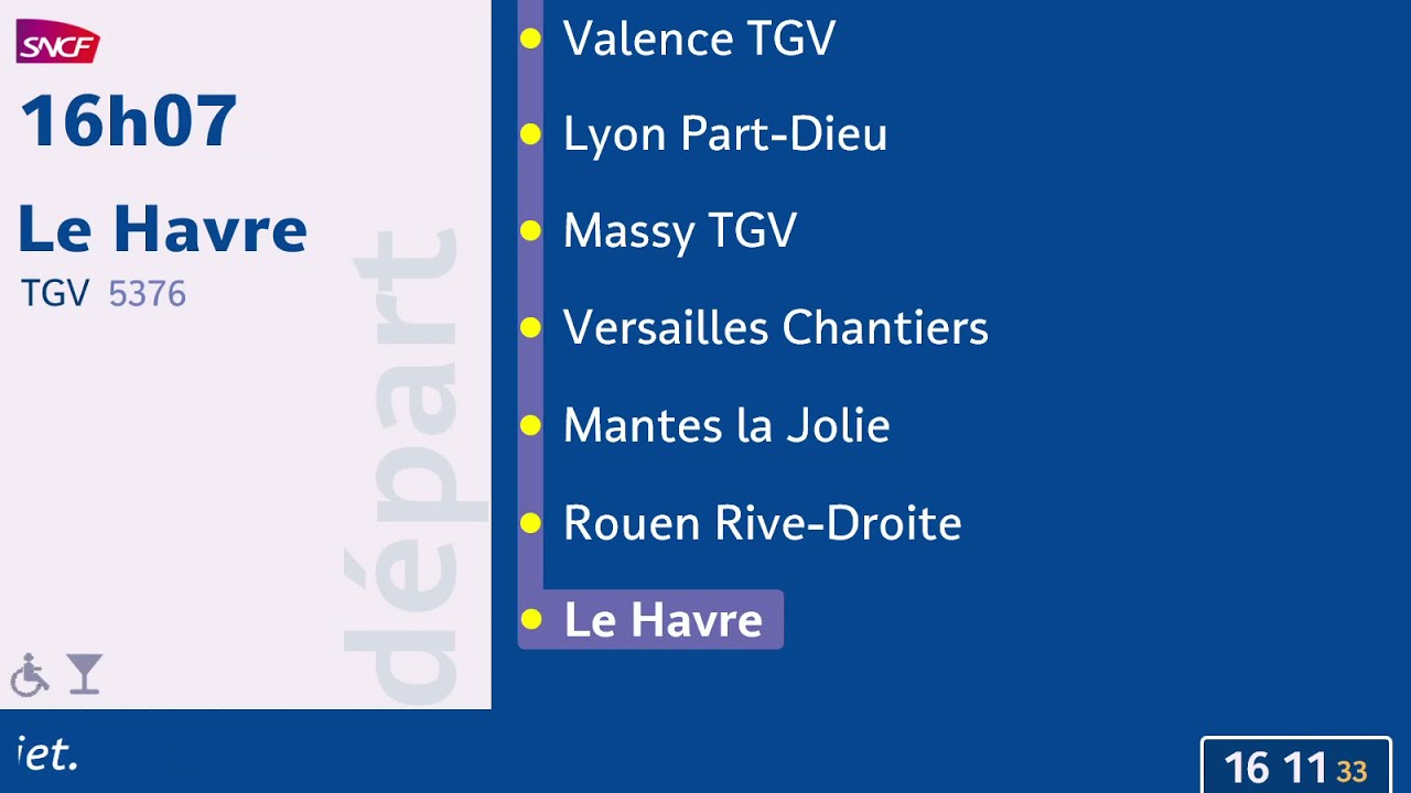 Annonce SNCF TGV Marseille Le Havre retardé [HD - animé]