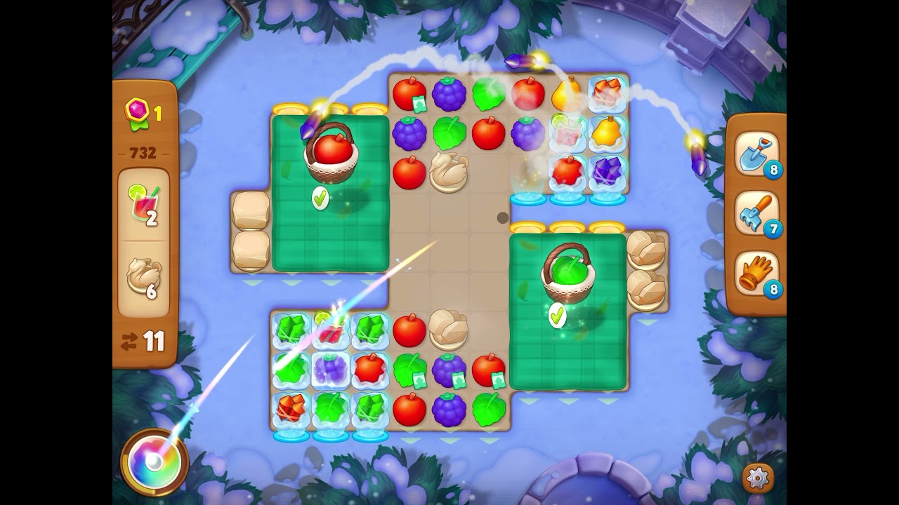 GardenScapes Level 732 no boosters (19 moves)