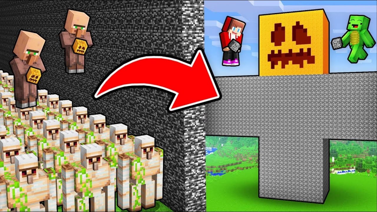 我的世界：超级铁傀儡建造挑战，杰杰麦琪VS村民小队