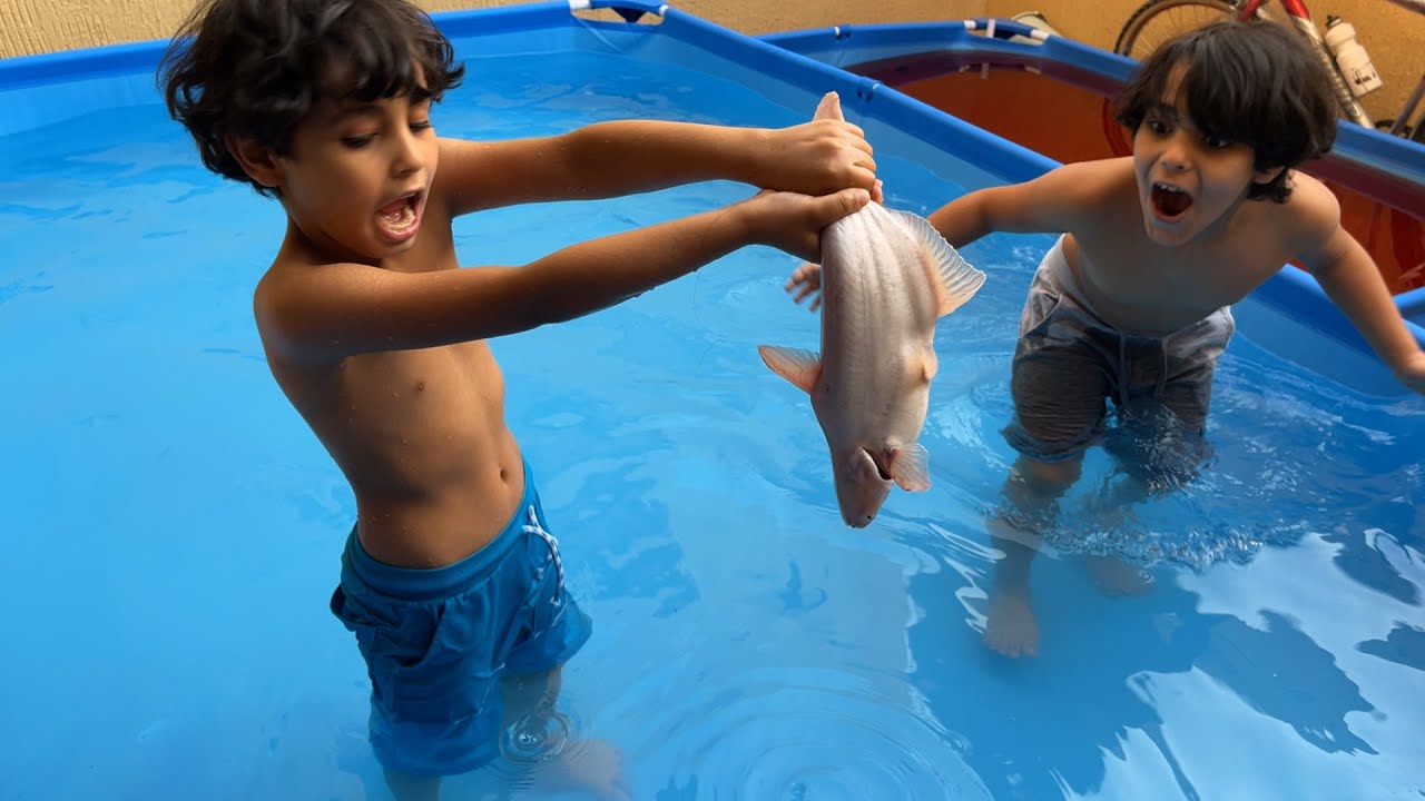 حصلنا سمك داخل المسبح !!