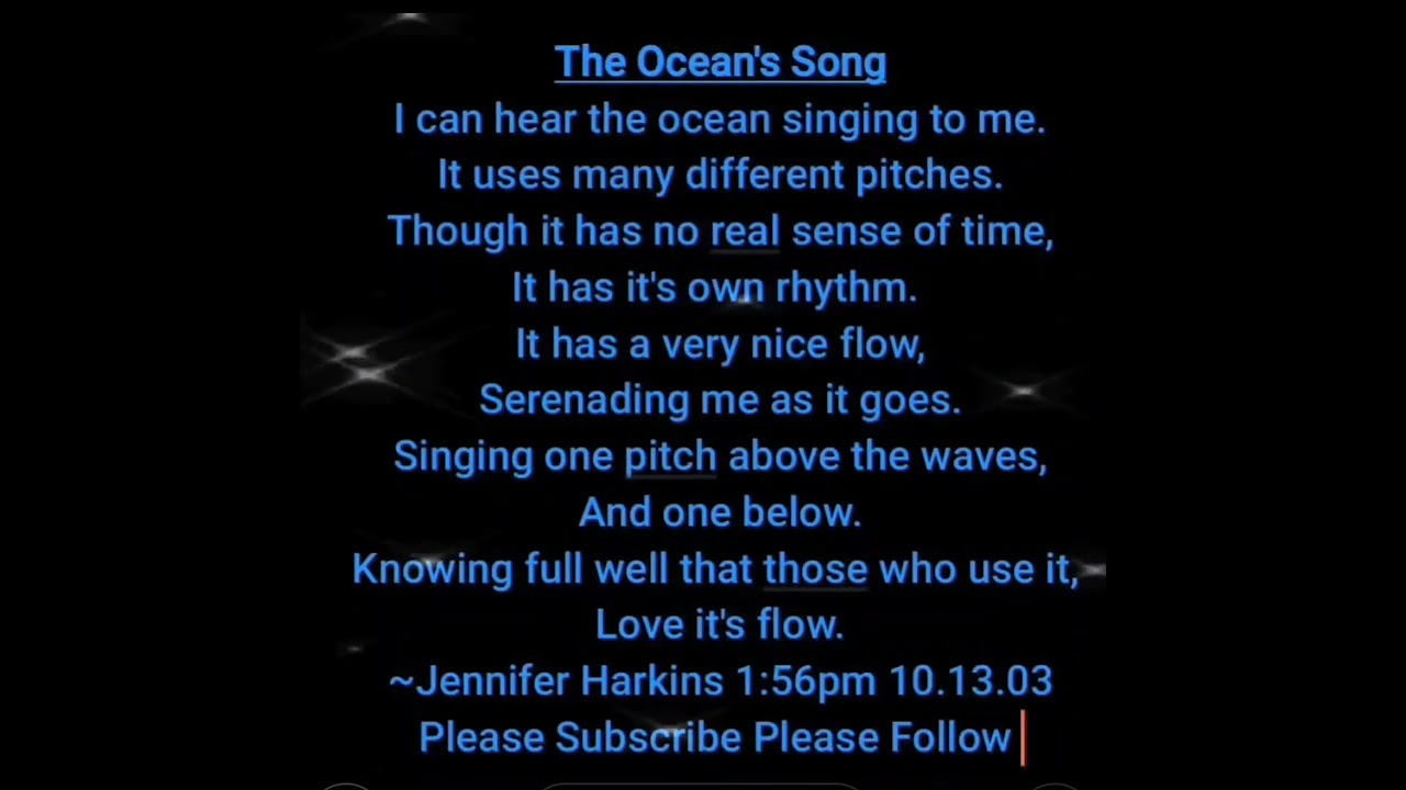 The Ocean's Song, poetry, Voiceover