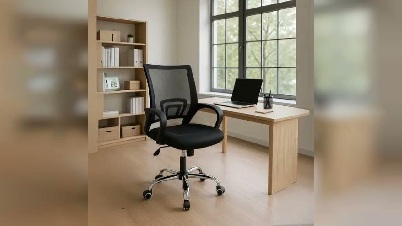 Review: Cadeira Para Escritório , Escrivaninha Preta Giratória 360° Cor Preto