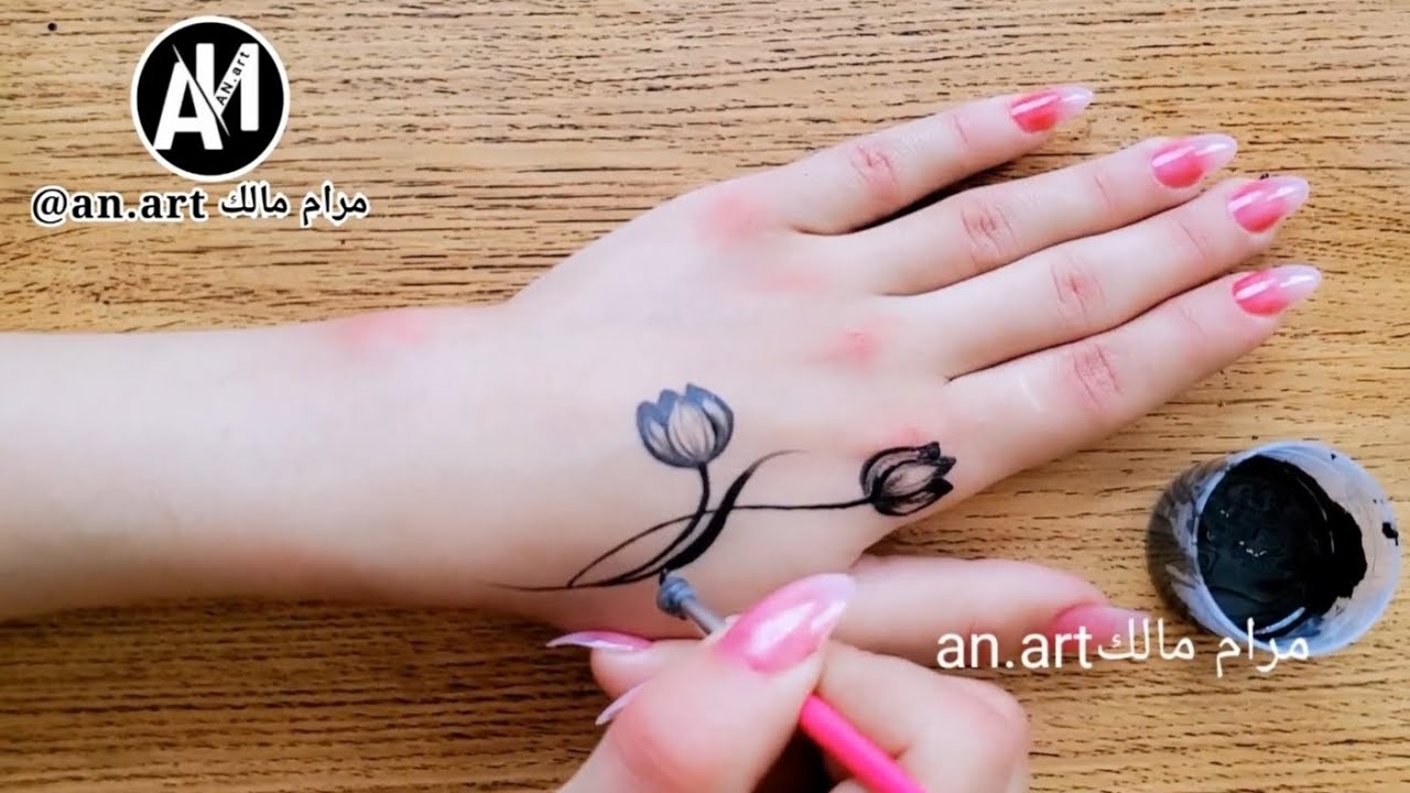 نقش حناء اسود ناعم وسهل  لليد لكل للمناسبات الرائعة VERY BEAUTIFUL LATEST FLORAL ARABIC حناء ورد