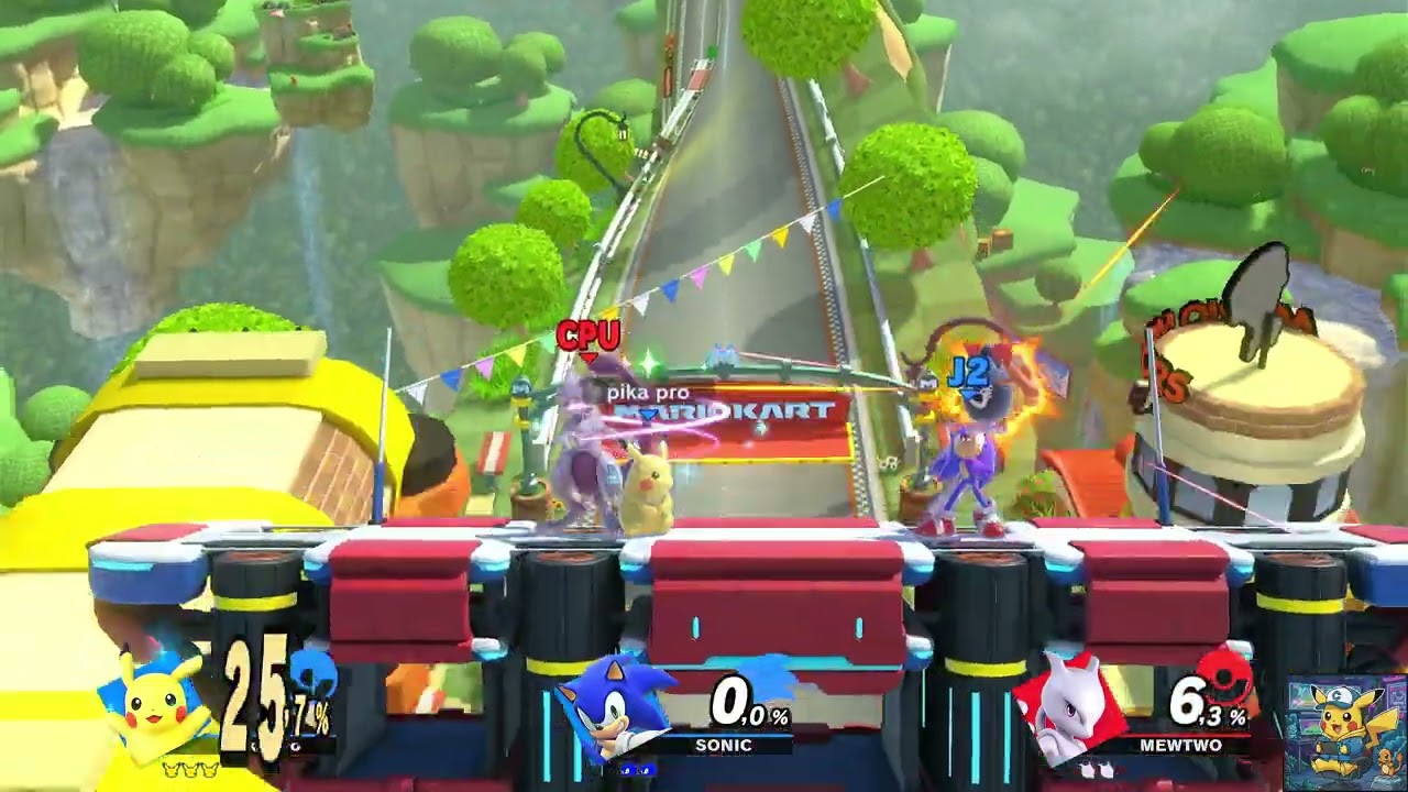 Super Smash Bros Ultimate Batalla 2v1 | Pikachu y Sonic vs Mewtwo ⚡🔥