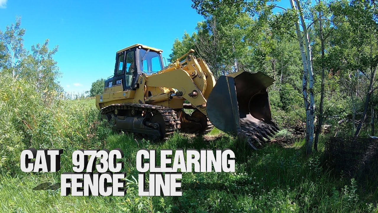 Fence Line Clearing Job CAT 973C Track Loader Part 1