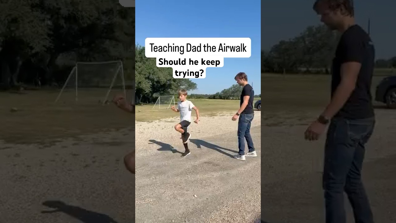 Teaching dad the airwalk. Should he keep trying? #airwalk #dancemoves #shuffledance #fyp