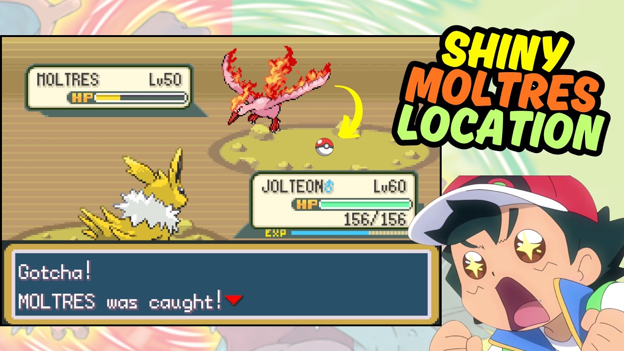 Где поймать Молтреса или блестящего Молтреса в Pokémon FireRed и LeafGreen?