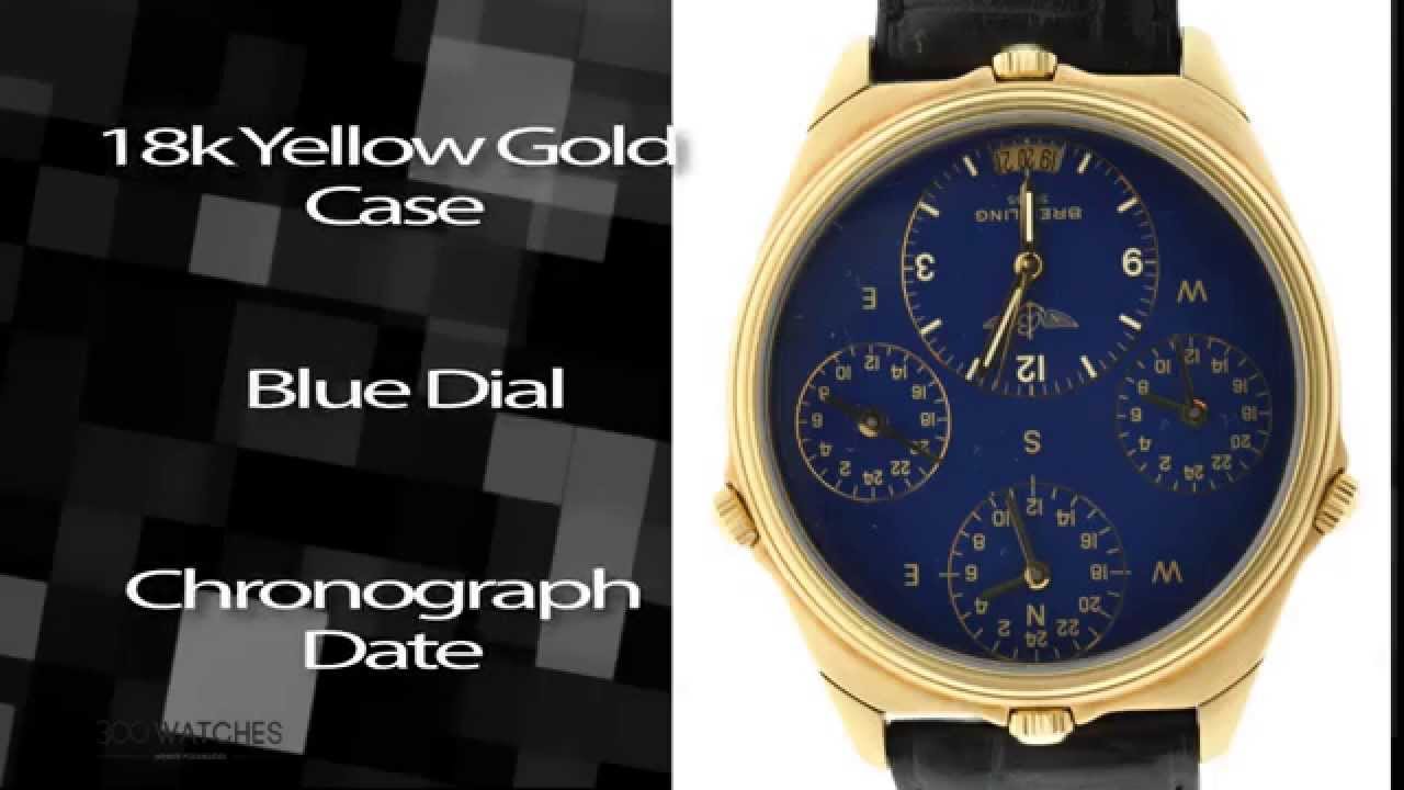 Breitling World Time 18k Yellow Gold Quartz Chronograph Watch