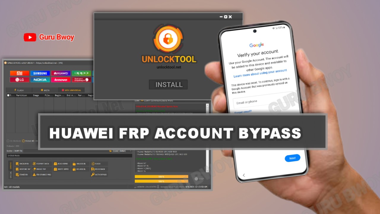 Huawei Frp Bypass with PC / New and magical trick 🔥 unlockTool frp bypass