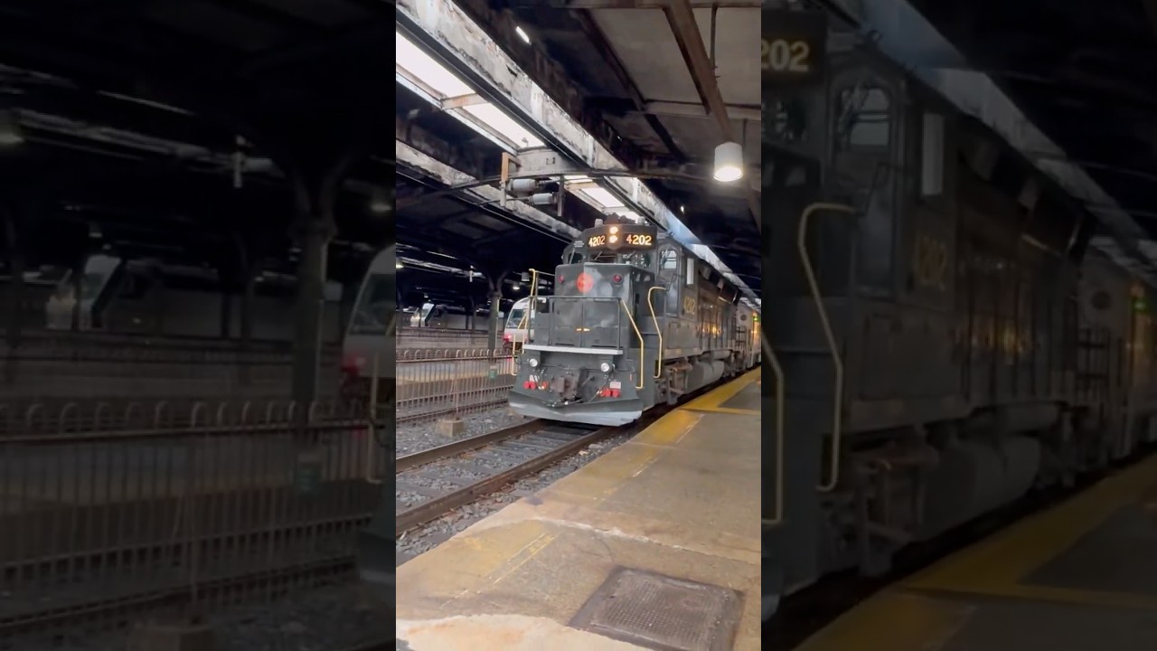 NJT 4202 PRSL Heritage Unit leaving Hoboken Terminal