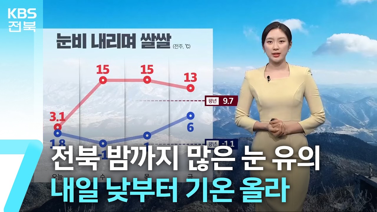 [날씨] 전북 밤까지 많은 눈 유의…내일 낮부터 기온 올라 / KBS  2026.02.24.
