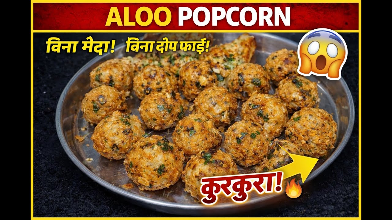 5 मिनट में कुरकुरा आलू पॉपकॉर्न 😍 | बिना मैदा बिना डीप फ्राई | aalu ke popcorn | aloo popcorn recipe