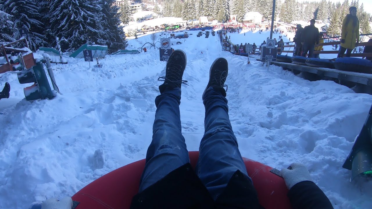 Go Pro Snow Tubing Video - Great Experience on Winter Snow Slide