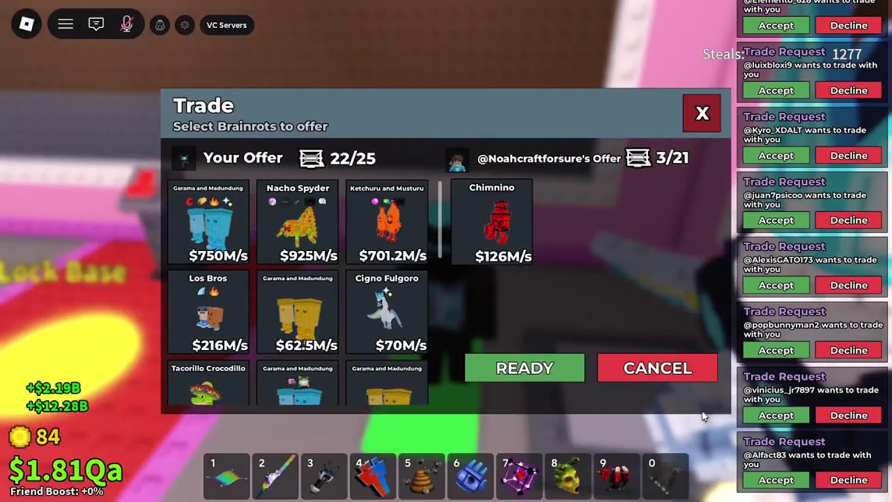Trading In Steal A Brainrot W Trade Machine ✨ User: fortnitelife2023yt