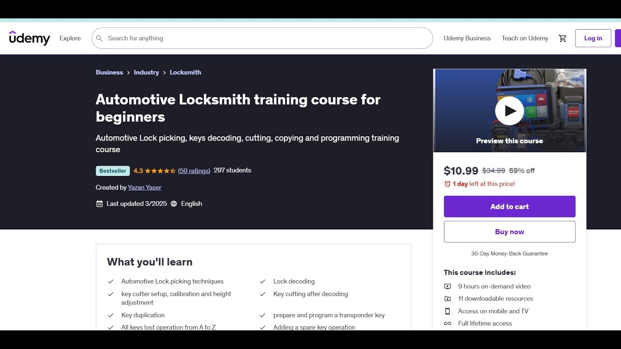 Best seller Automotive Locksmith online course worldwide