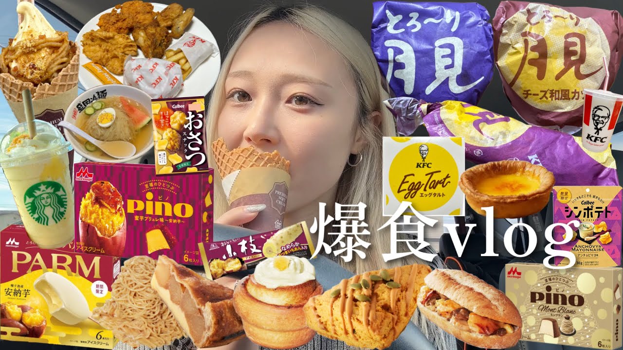 【爆食vlog】生理前の食欲利用して気になってる秋の新作全部食べ尽くした日の記録