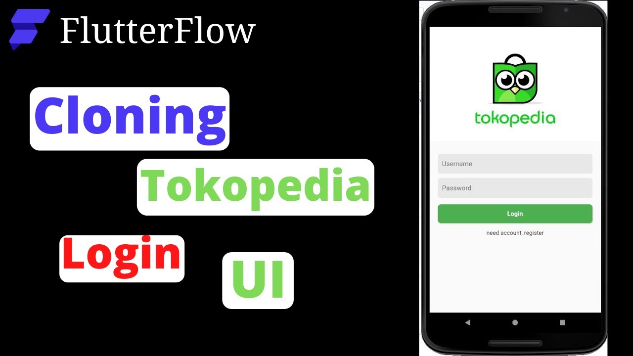 FlutterFlow - Build Tokopedia App Login Page UI in FlutterFlow