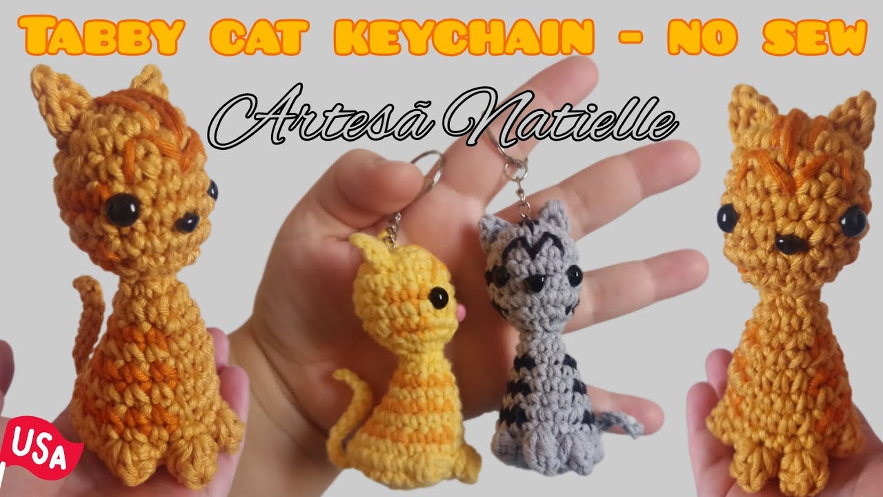 Amigurumi Tabby Cat Keychain No Sew