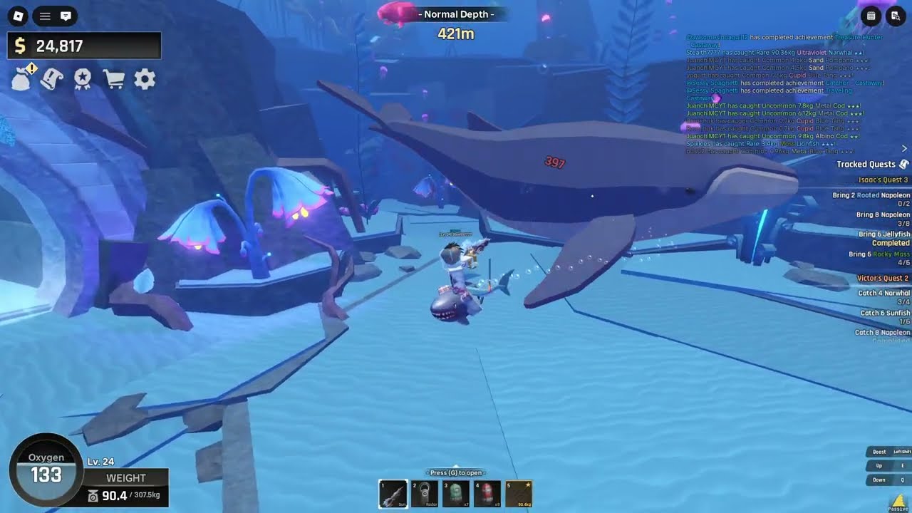 Massive Whale in Roblox Abyss!!
