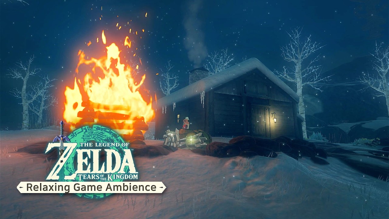 ❄️🔥 Warm Cabin in a Snowstorm | Cozy Campfire Sounds for Relaxing (Zelda TOTK)