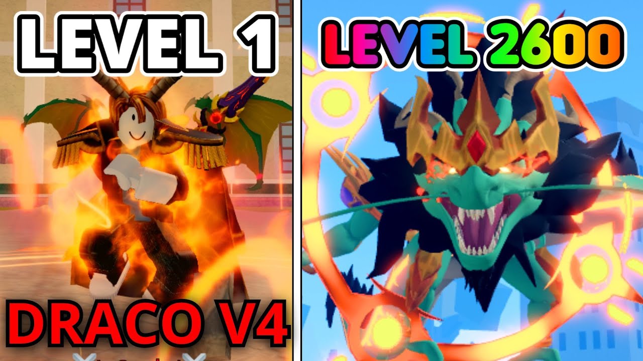UPEI DO LEVEL 1 AO 2600 ATÉ PEGAR A DRACO V4 COM A NOVA DRAGON DO BLOX FRUITS - ROBLOX (FILME)