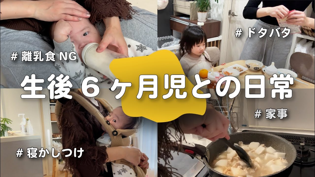 生後６ヶ月の赤ちゃんとの日常👶|完ミ|離乳食拒否|平日ワンオペ|作り置き🫛✨