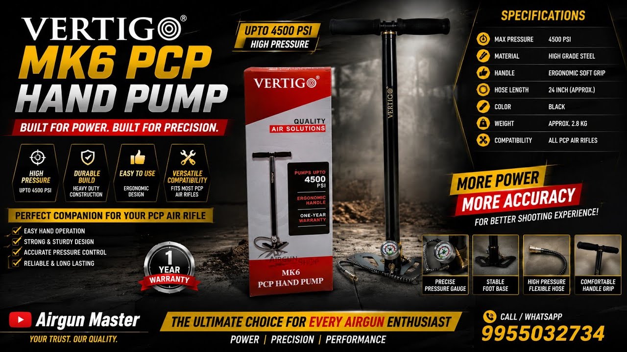 Vertigo MKVI PCP Pump | PCP Hand Pump | Valorous Sports PCP Pump | PCP Pump 4 Stage 