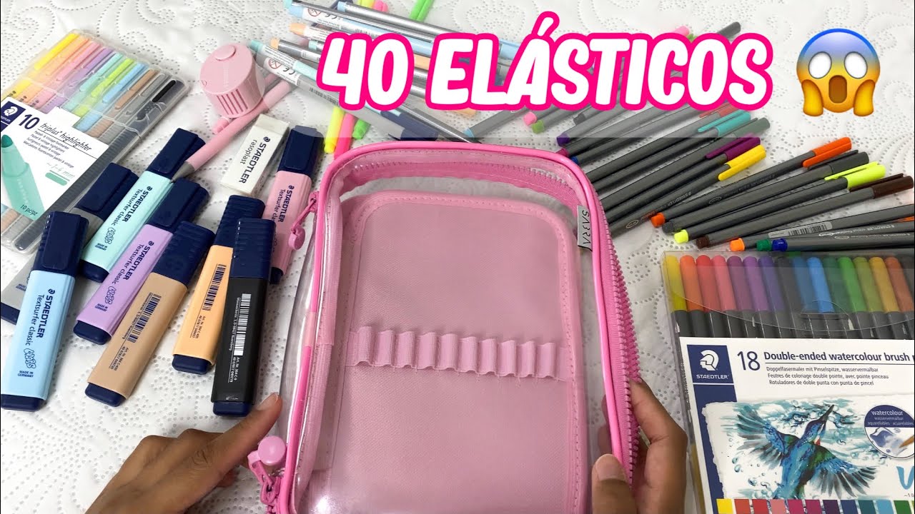 Organizando estojo box de 40 elásticos só com material escolar da staedtler (2021)